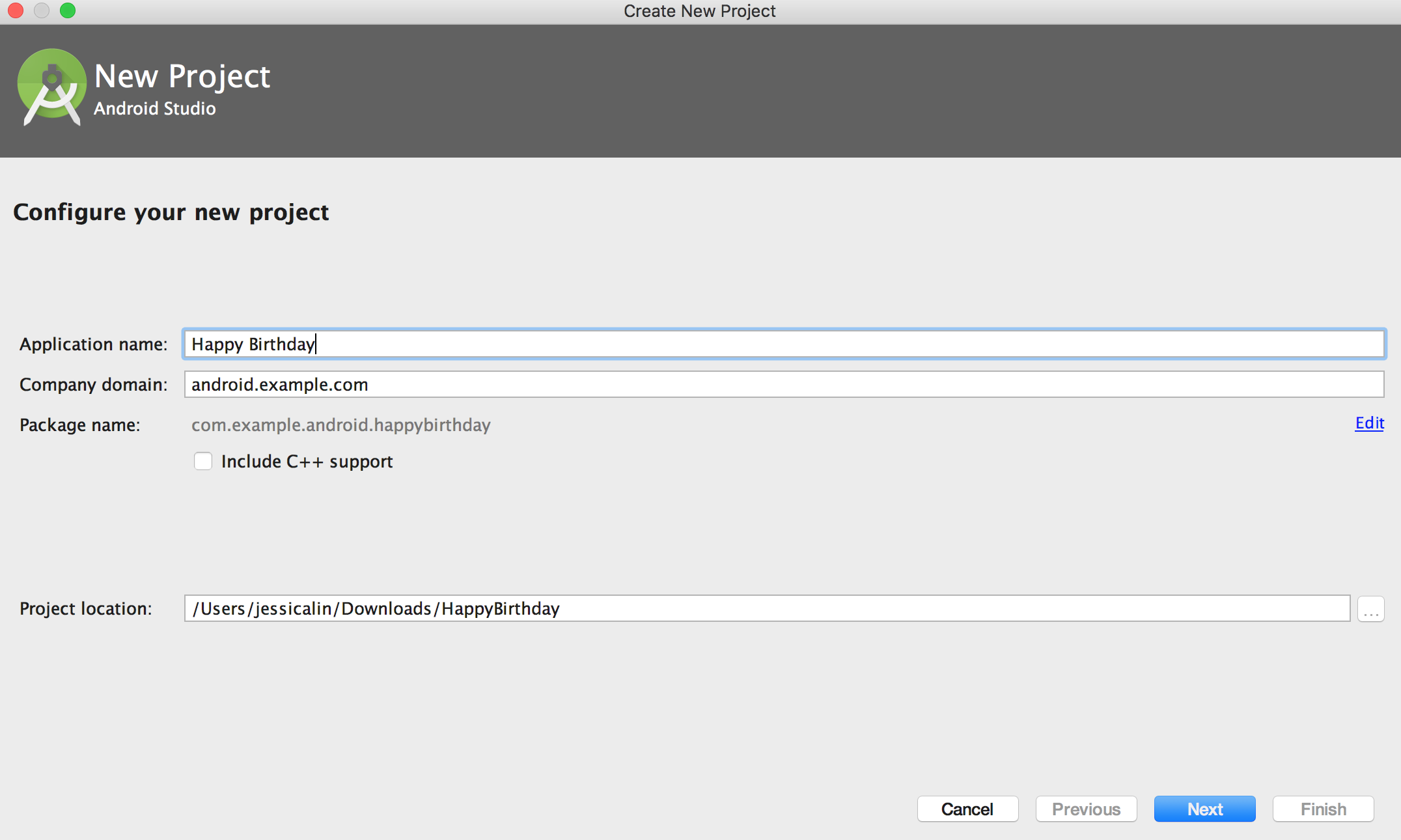 These are the configurations we are using for this example project